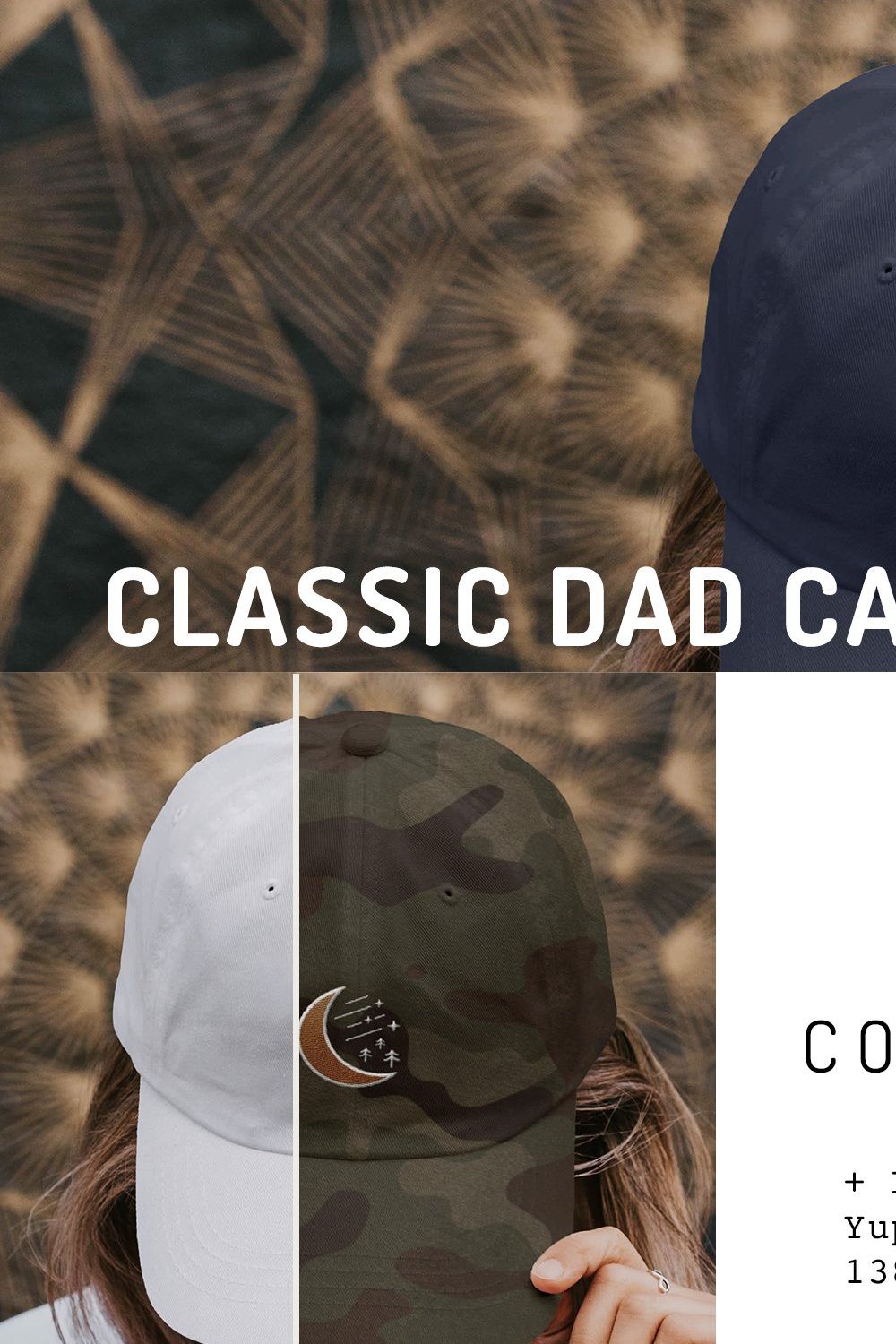 Dad Hat w/ Embroidered Patch Mockup pinterest preview image.
