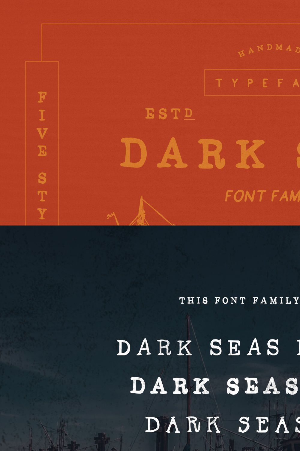 Dark Seas Font Family pinterest preview image.