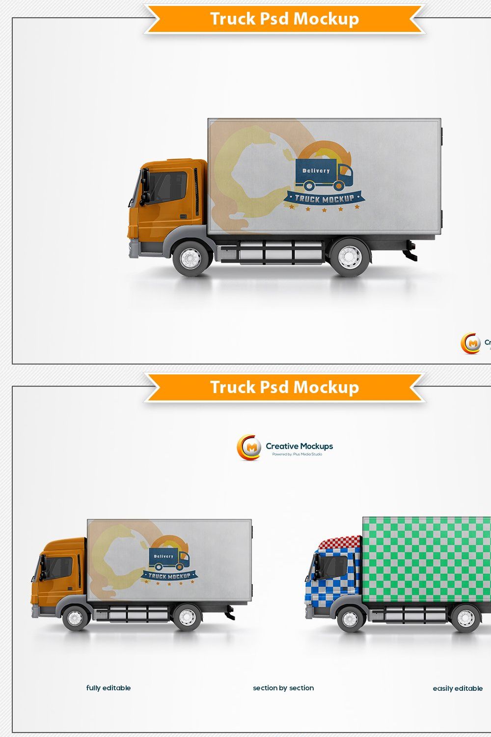 Delivery Truck Mockup Template pinterest preview image.