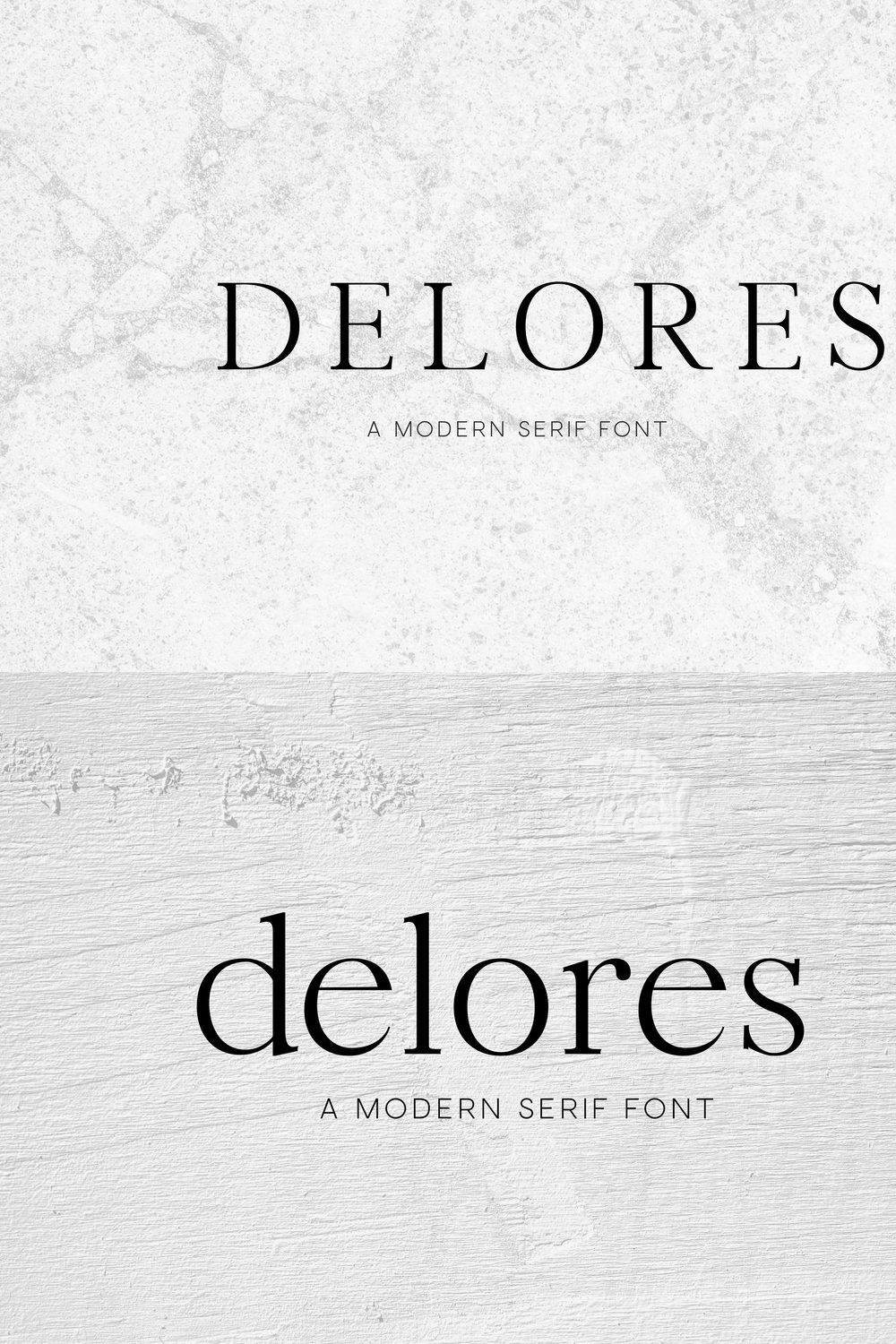 Delores - A Modern Serif Font pinterest preview image.