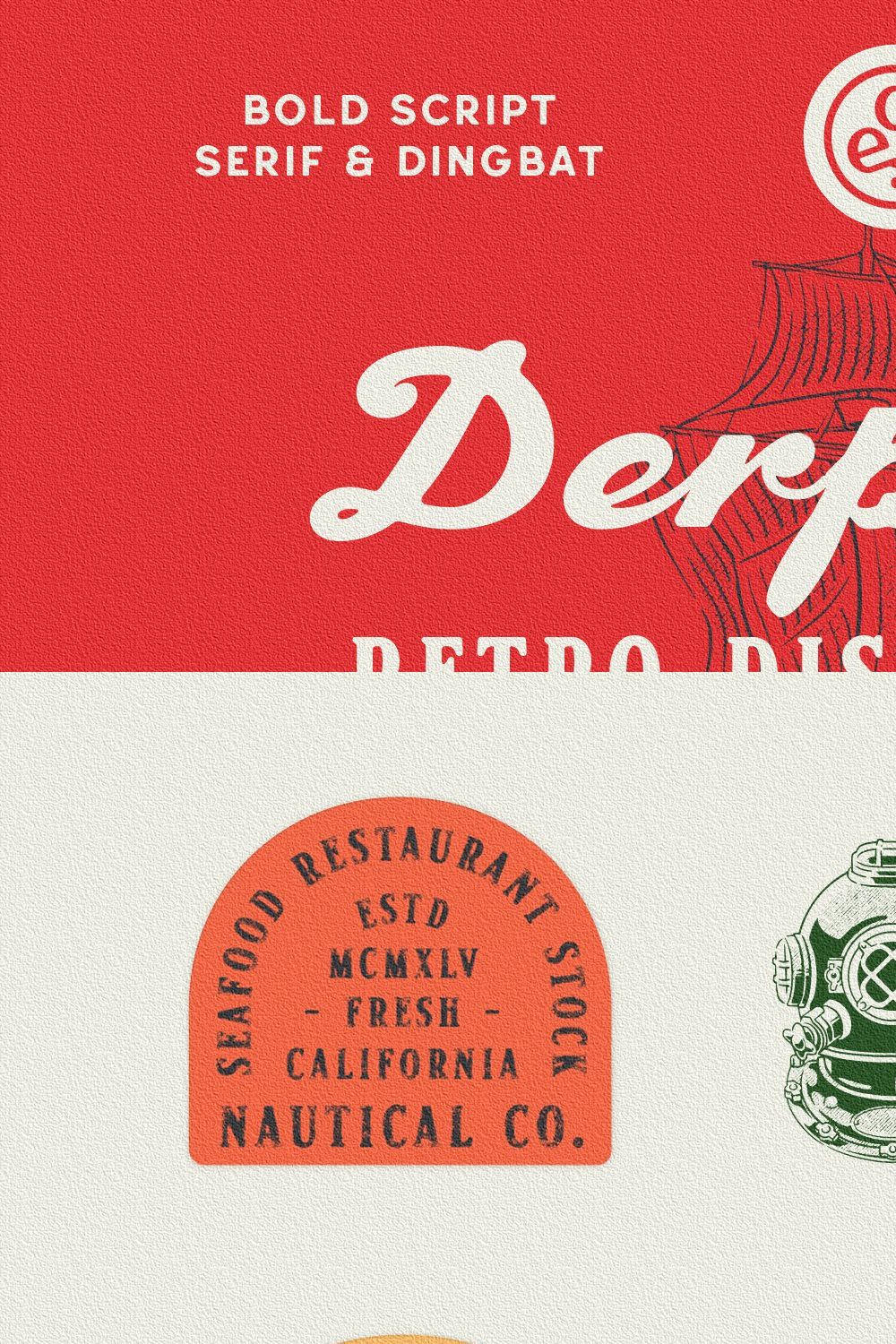 Derpache - Retro Display Font pinterest preview image.