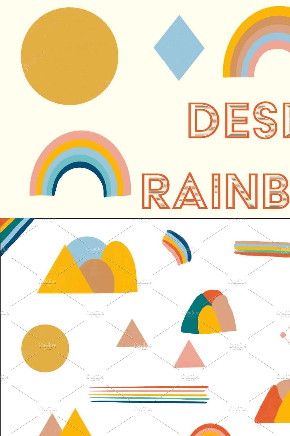 Desert Rainbow Clipart and Patterns pinterest preview image.