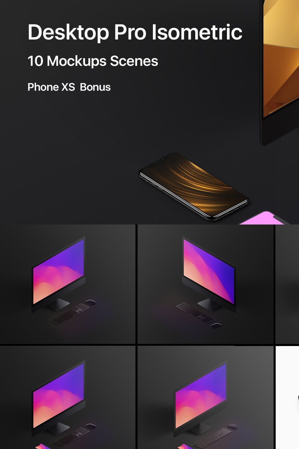 Desktop Pro 10 Isometric Mockups pinterest preview image.