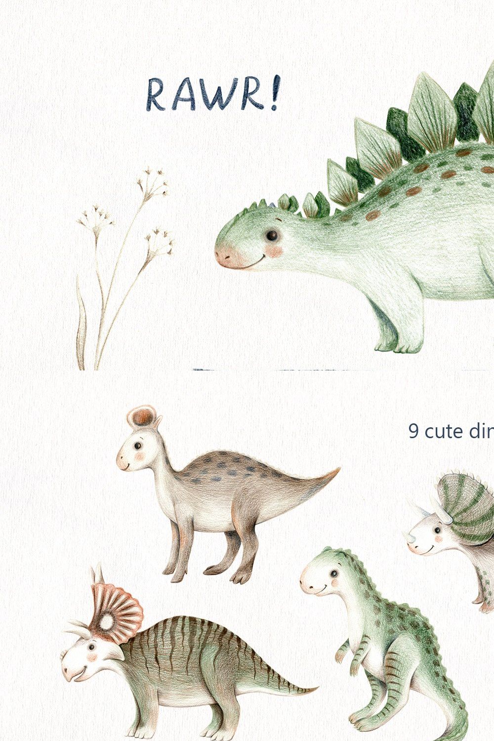 Dinosaurs - color pencil clipart pinterest preview image.