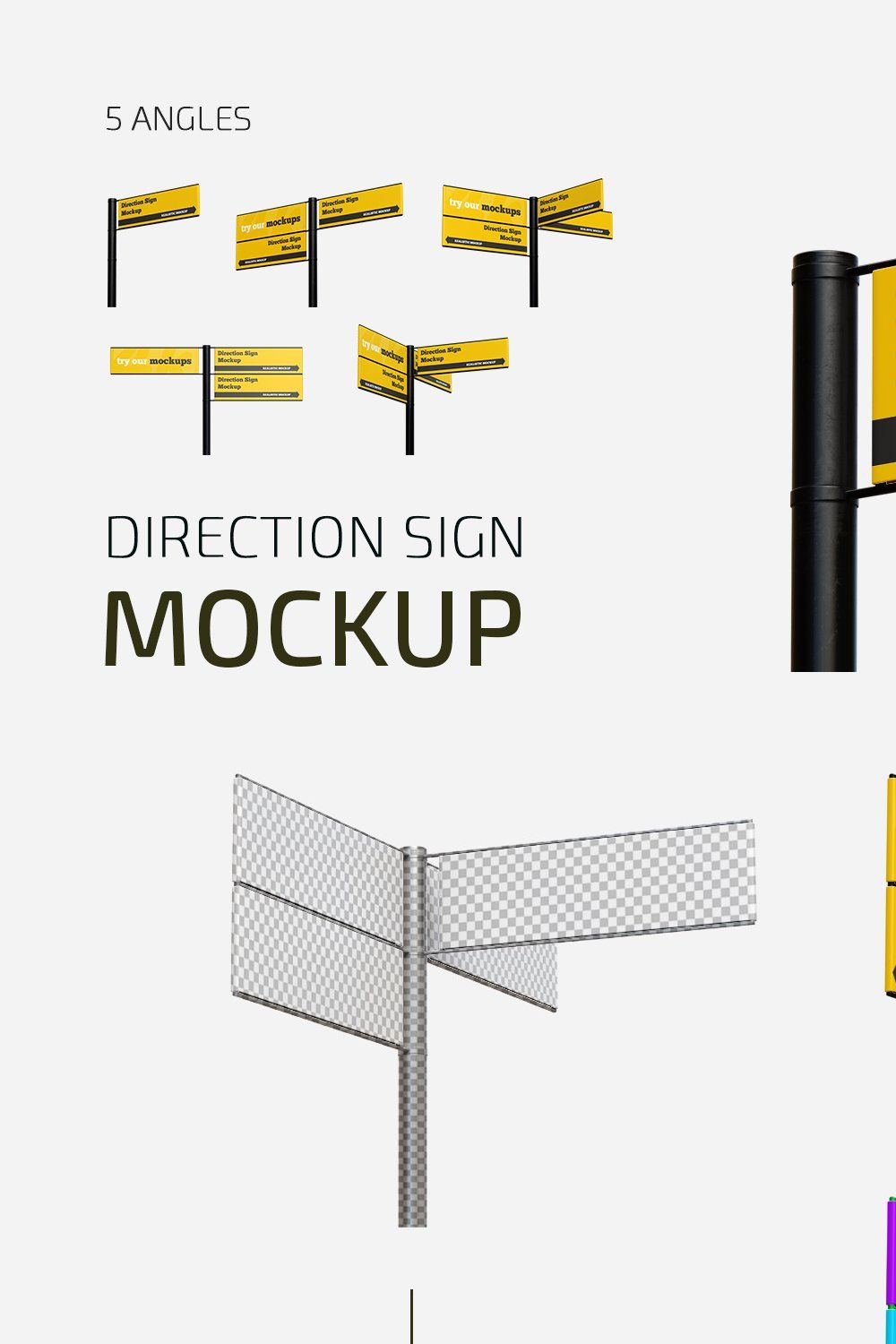 Direction Sign Mockup Set pinterest preview image.