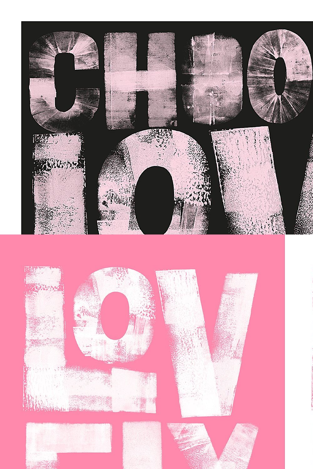 Display font Choose Love sans serif pinterest preview image.