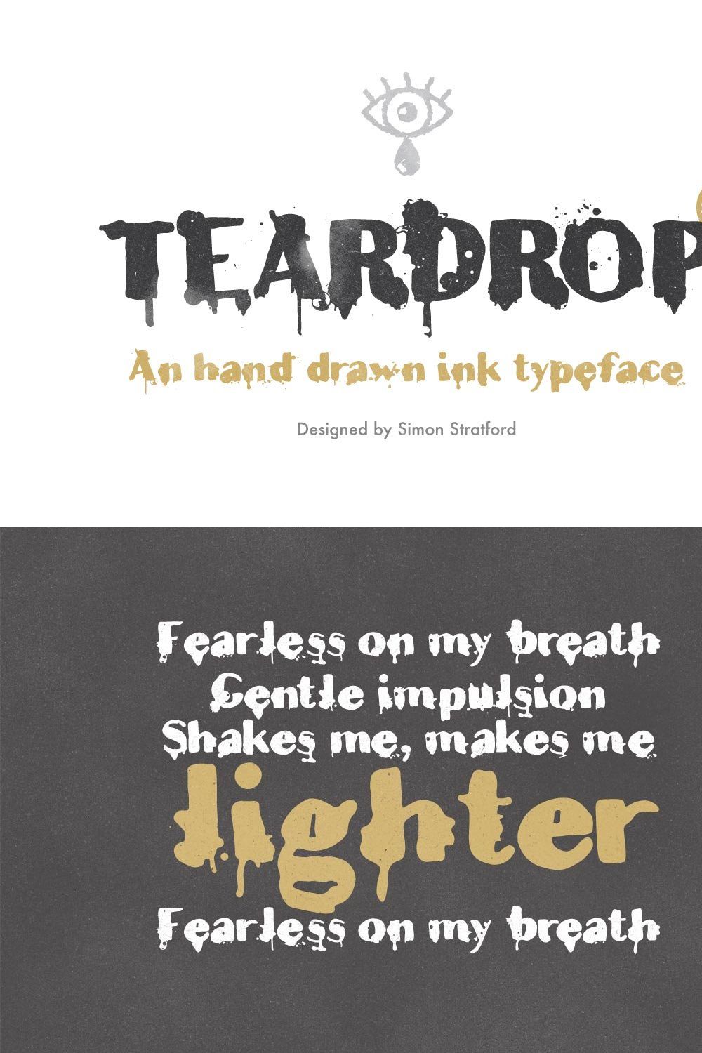 Display font Teardrop typeface pinterest preview image.