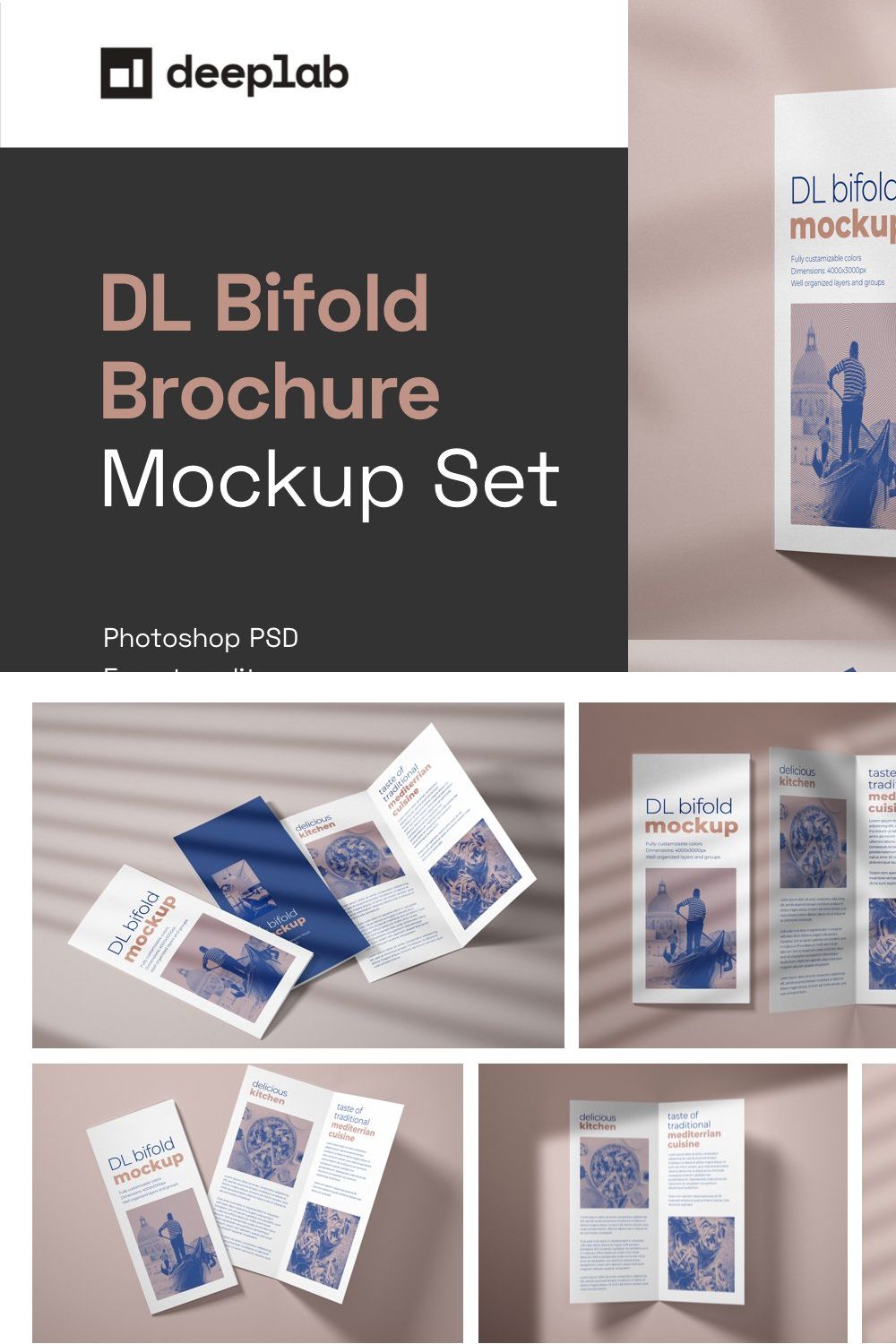 DL Bifold Brochure Mockup Set pinterest preview image.