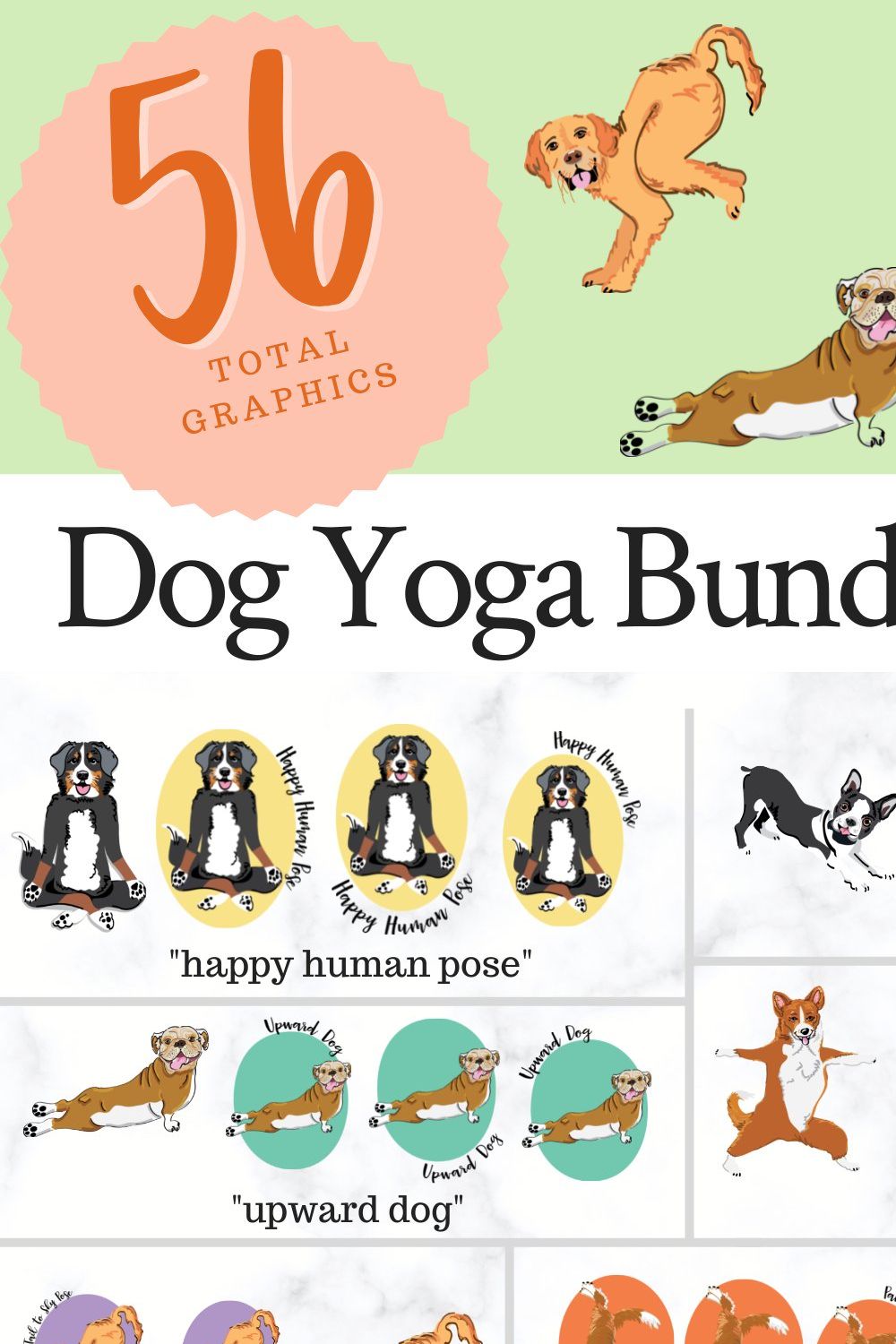 Dog Yoga Bundle pinterest preview image.