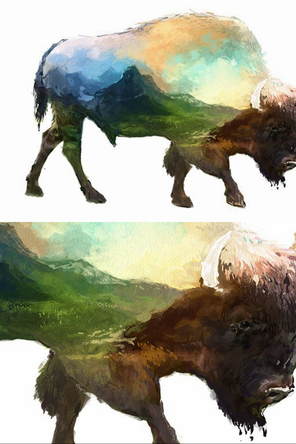 Double exposure set | Bison pinterest preview image.