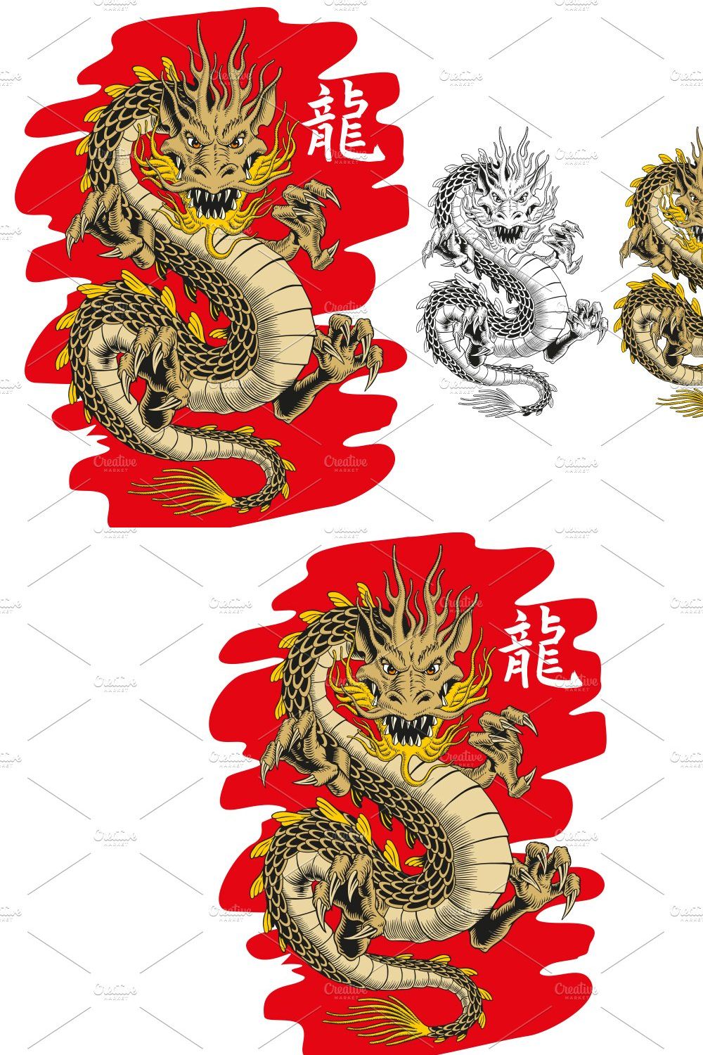 Dragon attacks, vector pinterest preview image.