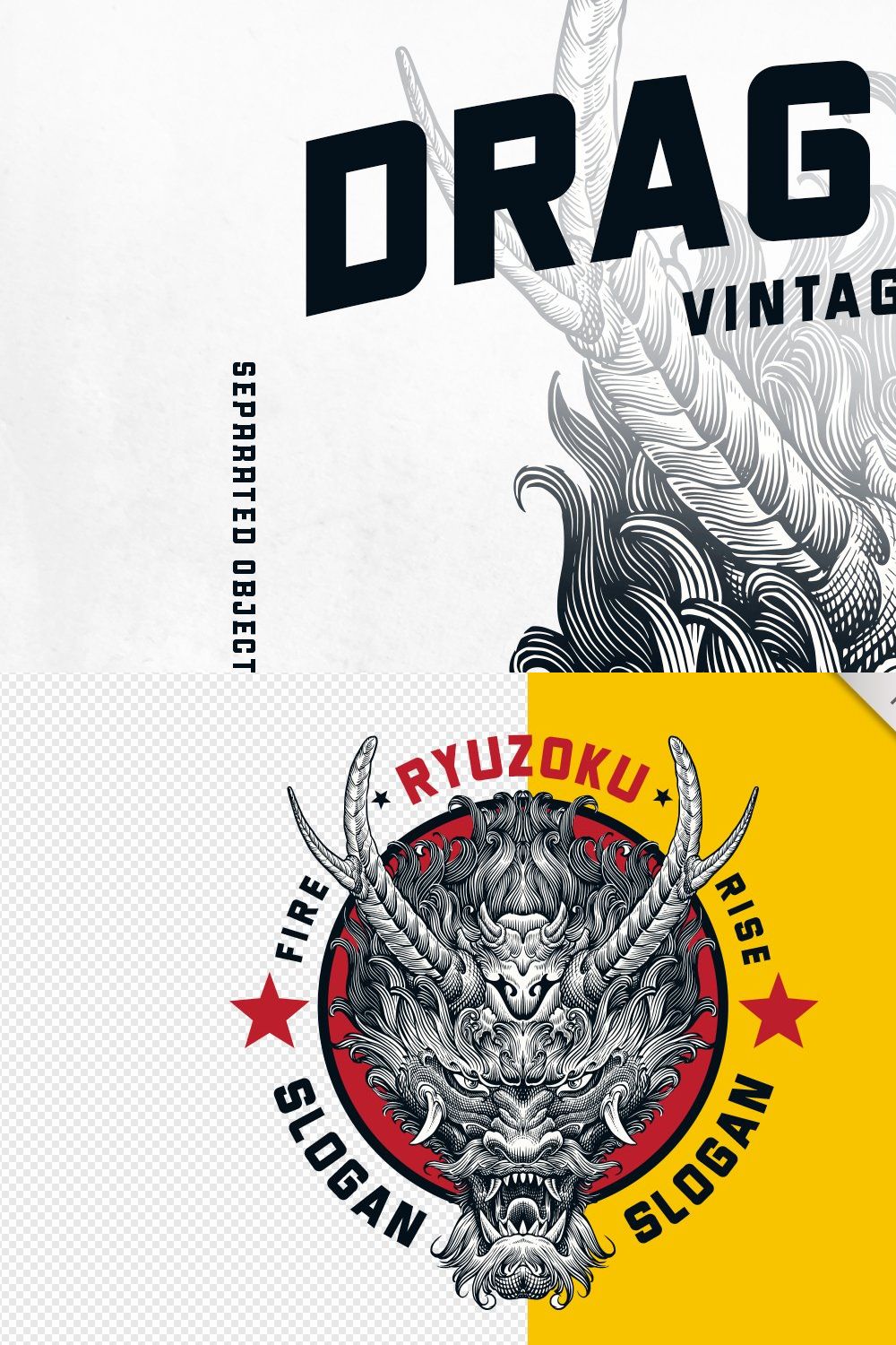 Dragon Head Illustration pinterest preview image.