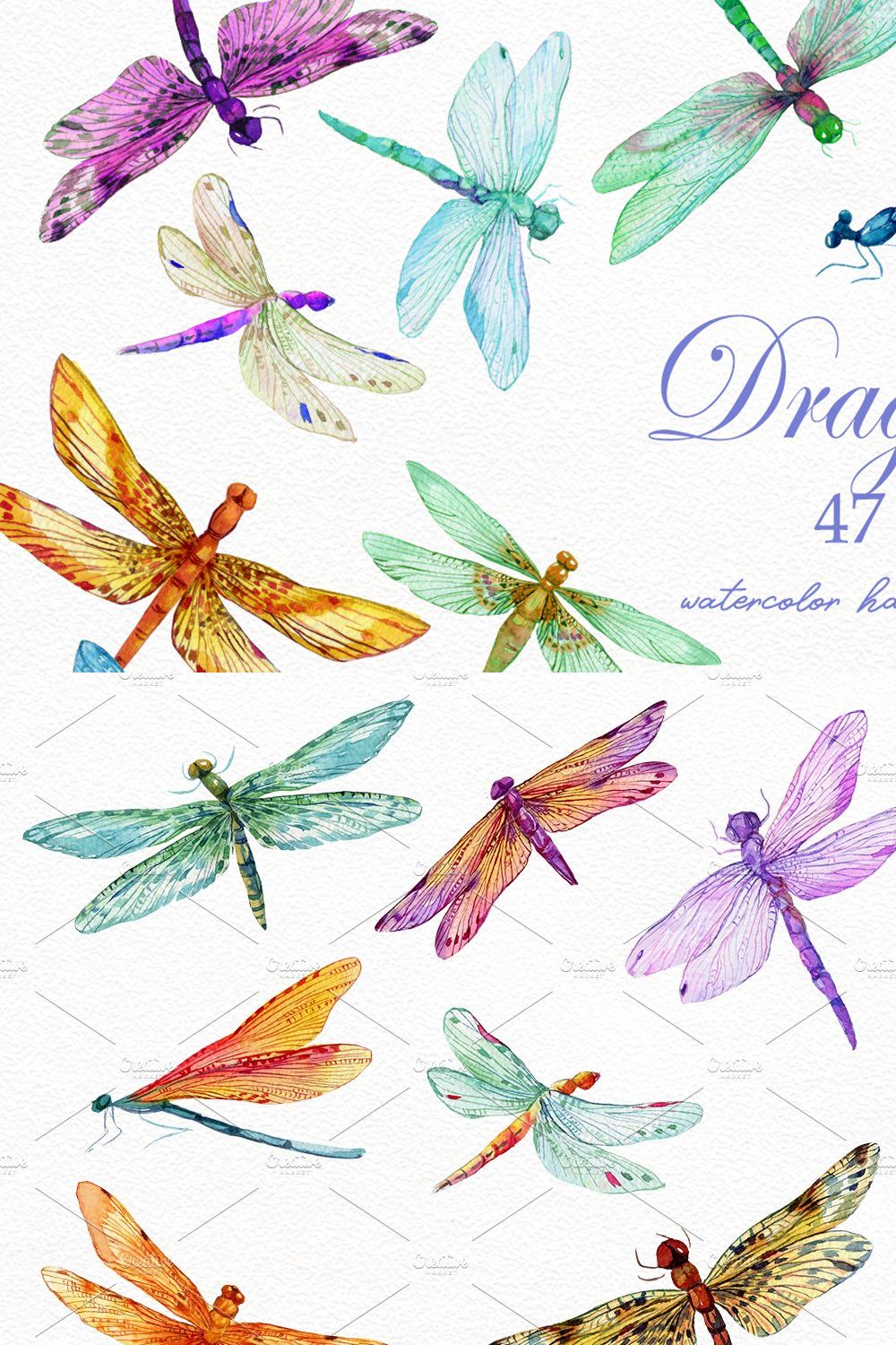Dragonfly 47 PNG Watercolor Insects pinterest preview image.