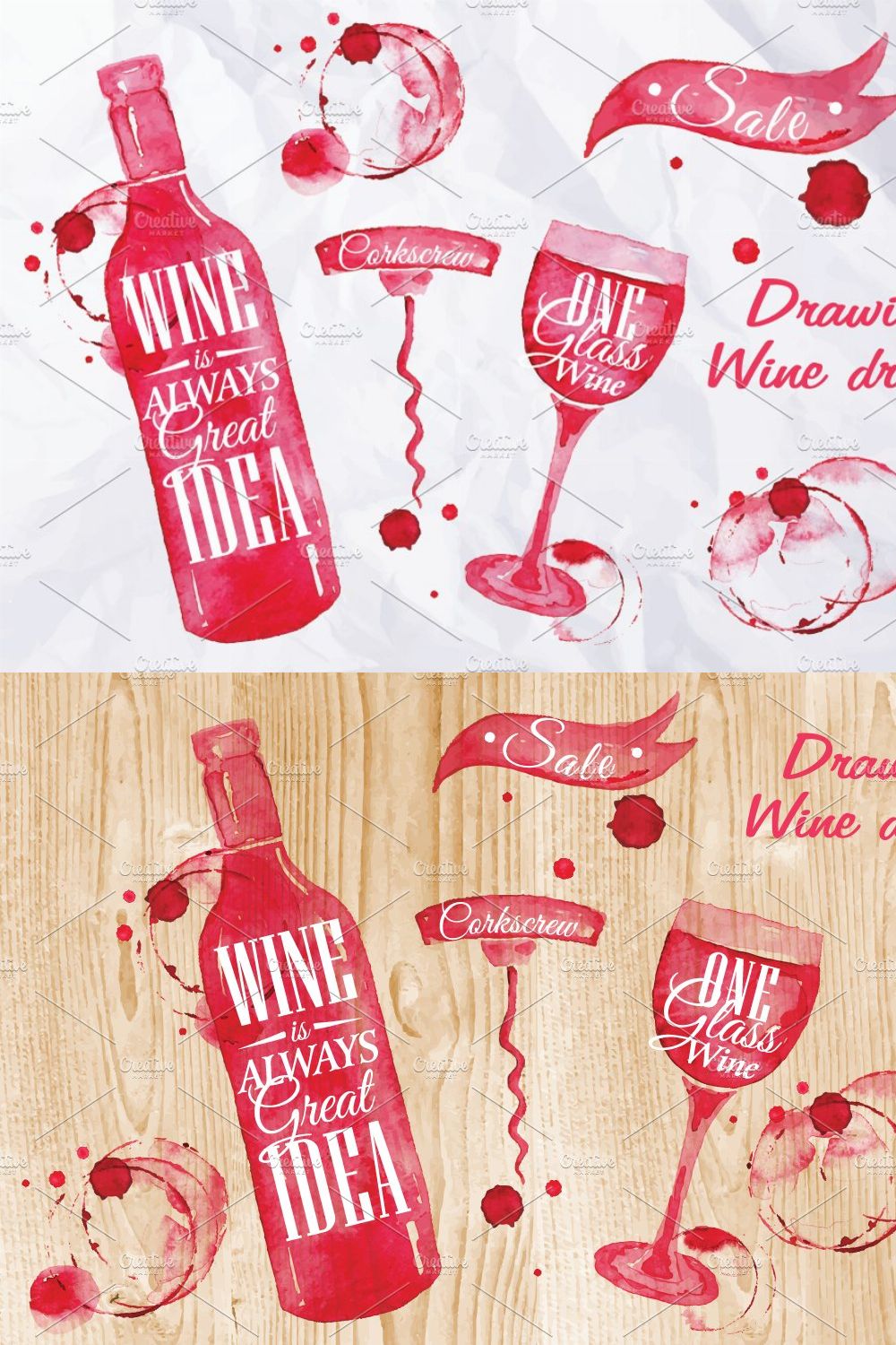 Drawing wine drops pinterest preview image.