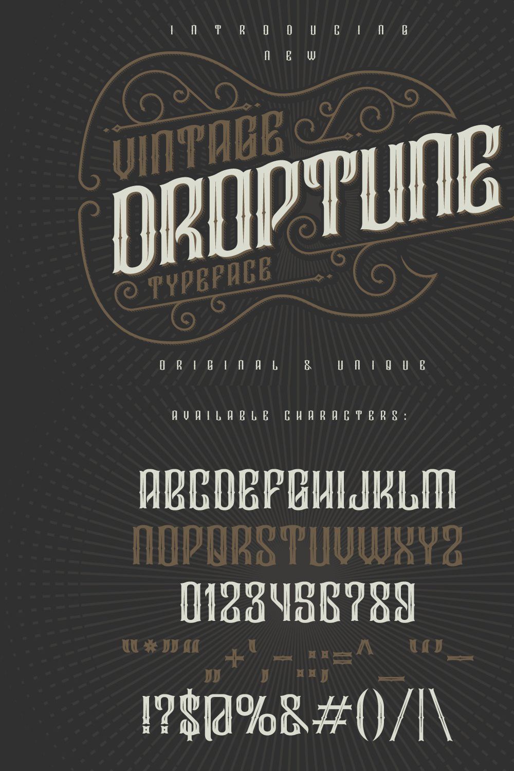 Droptune typeface pinterest preview image.
