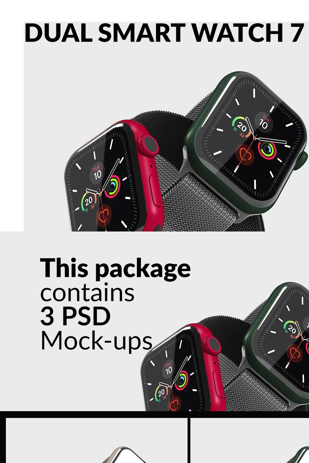 Dual Smart Watch 7 Mockups pinterest preview image.