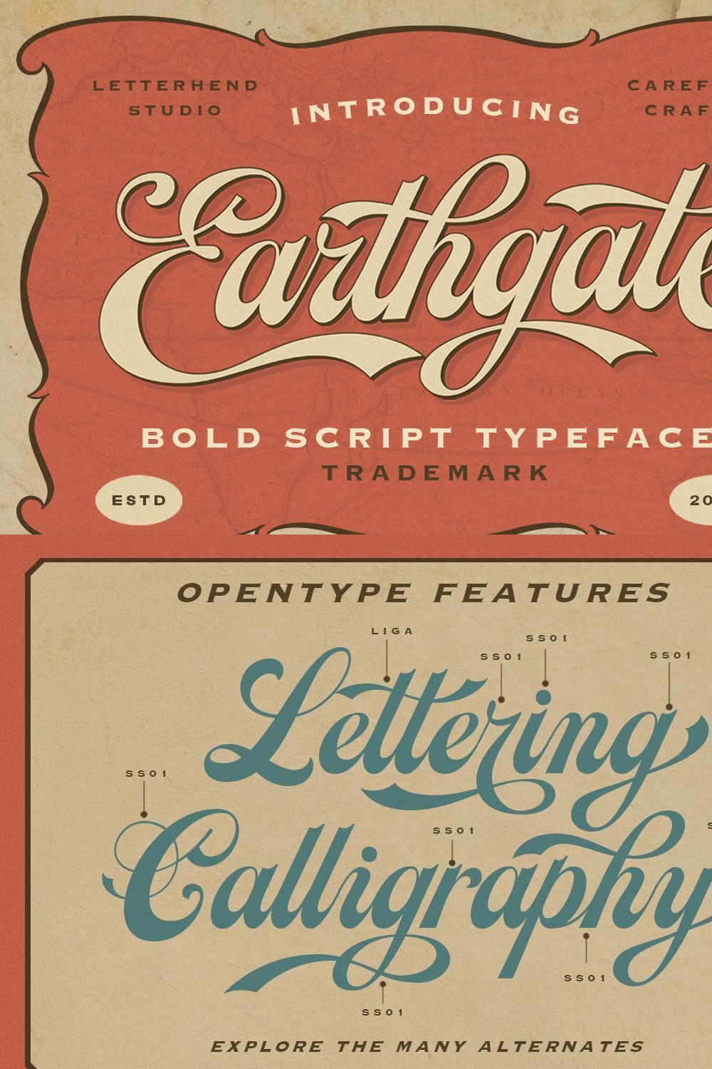 Earthgate - Bold Script Typeface pinterest preview image.