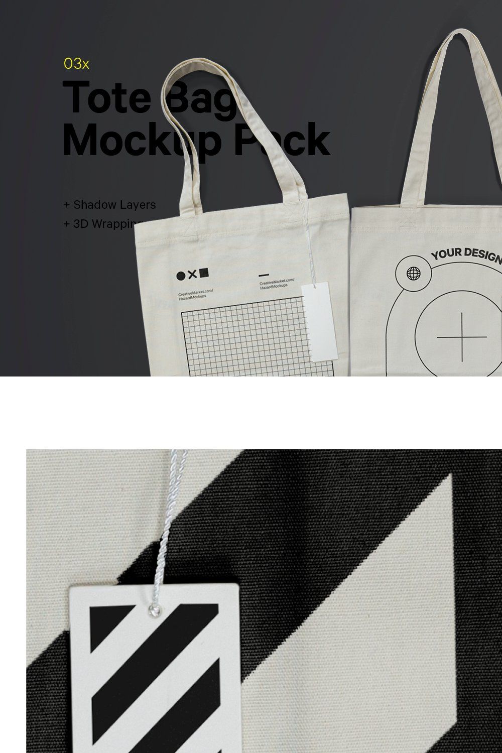 Easy Editable Tote Bag Mockups pinterest preview image.