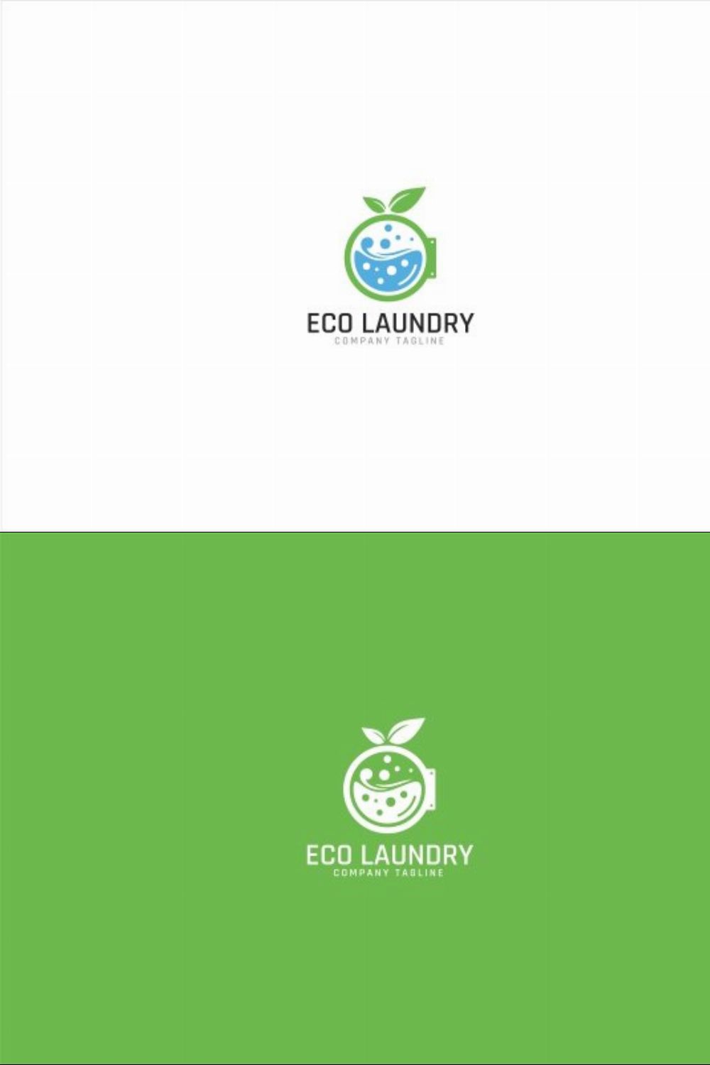 Eco Green Laundry Logo Template pinterest preview image.