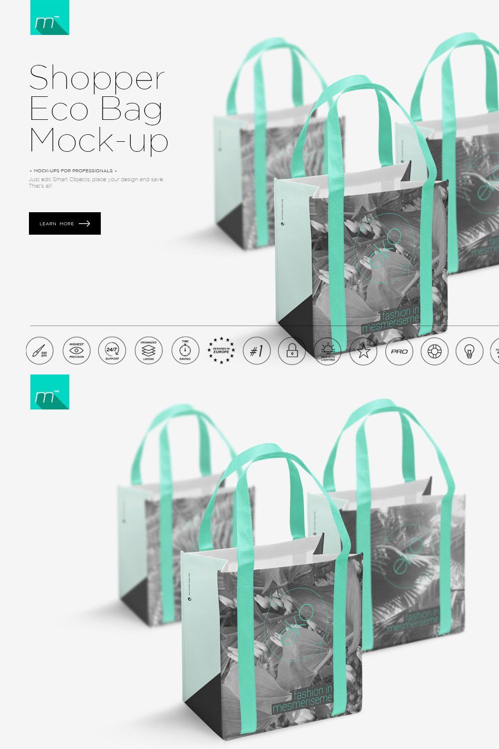Eco Shopper Bag Mock-up pinterest preview image.