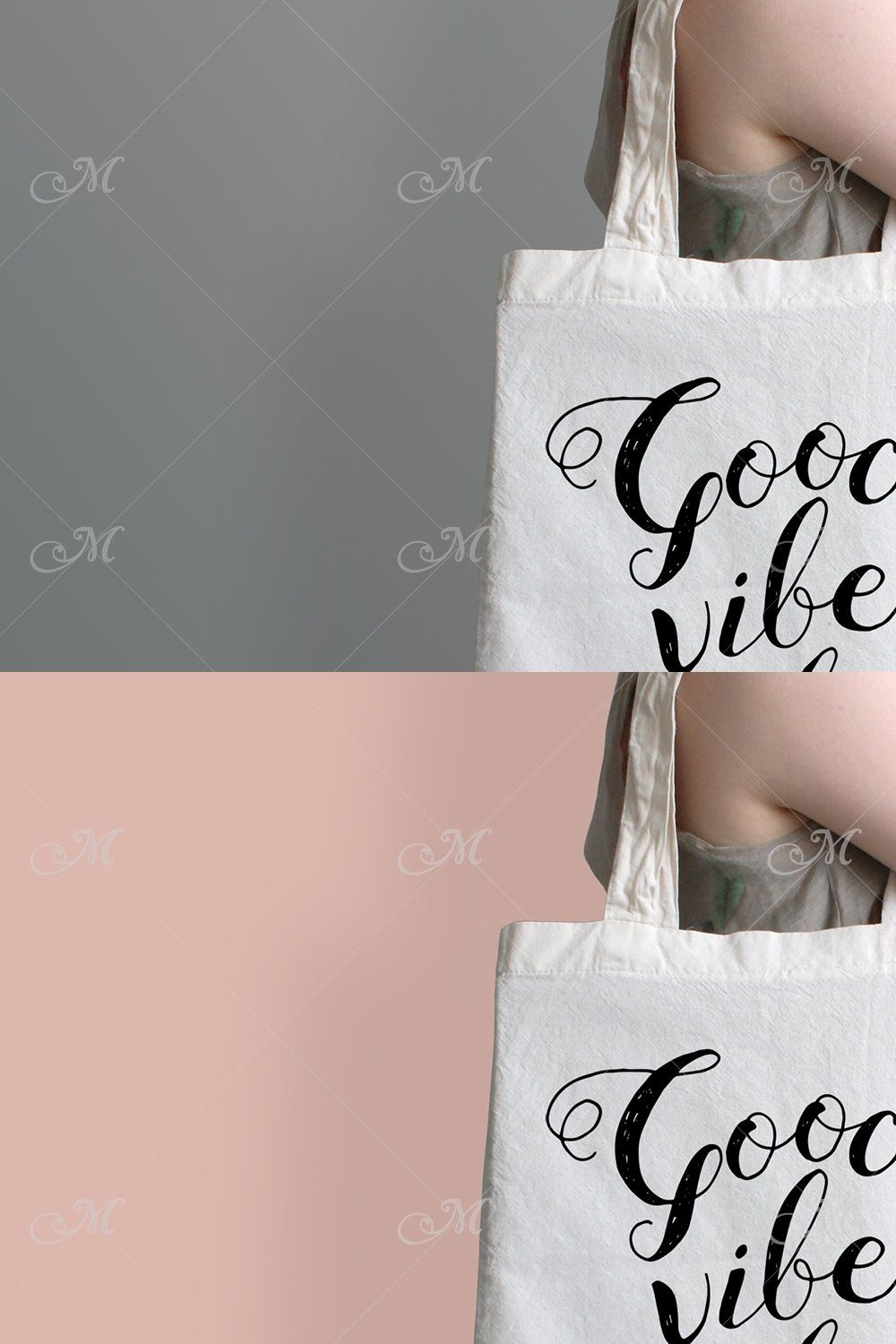 Eco Tote Bag Mock-up w Model pinterest preview image.