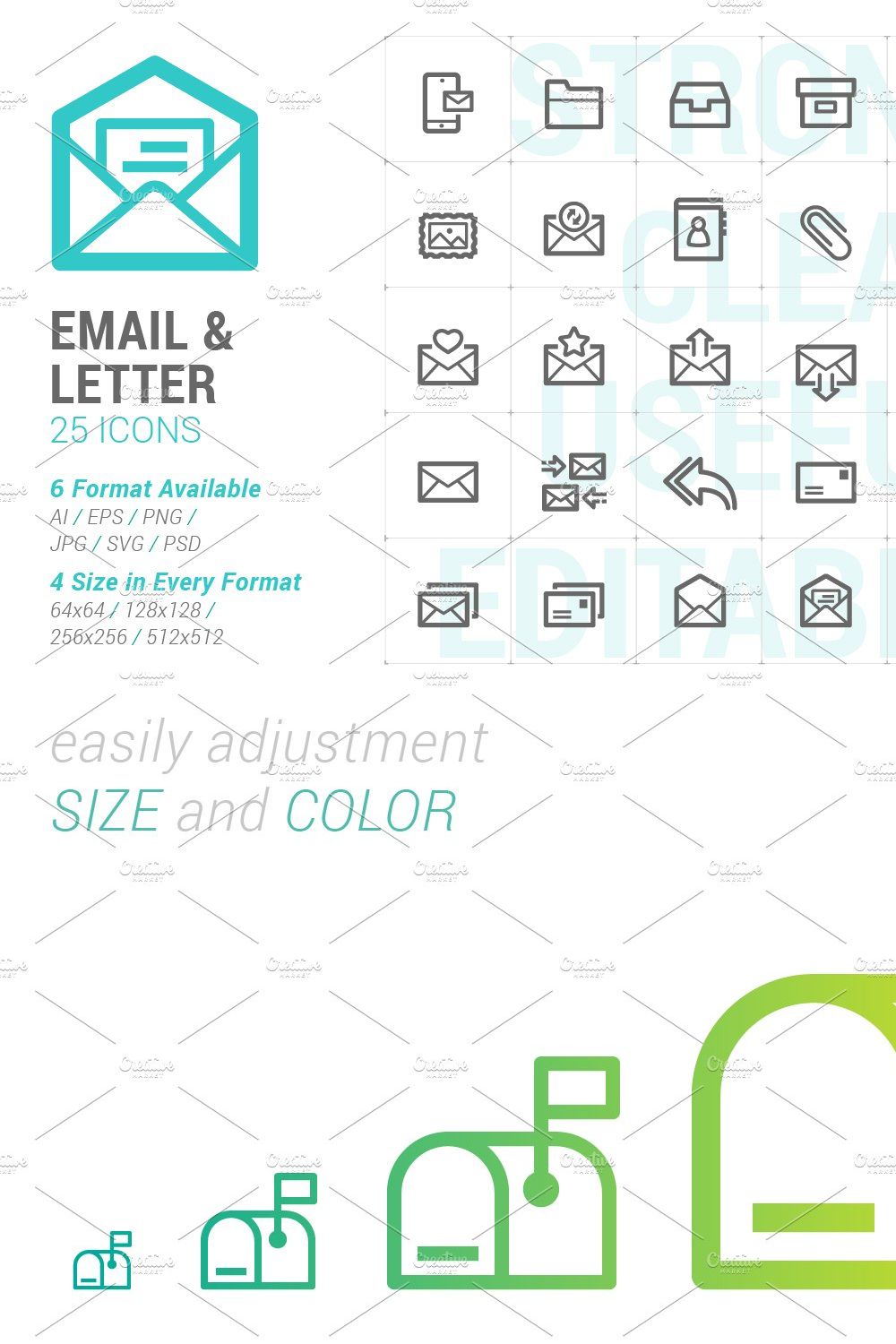 Email & Letter Mini Icon pinterest preview image.