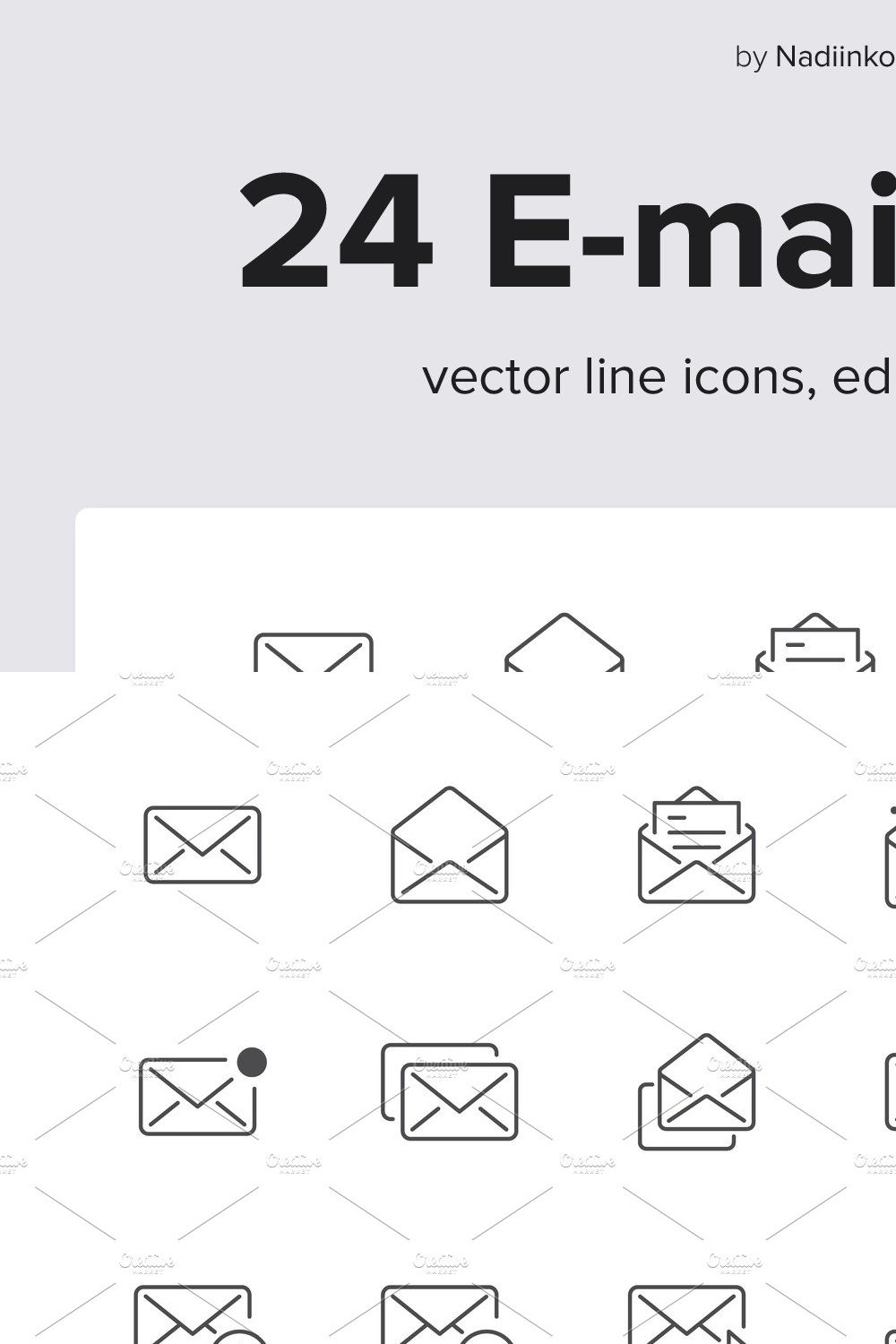 Email Line Icons pinterest preview image.