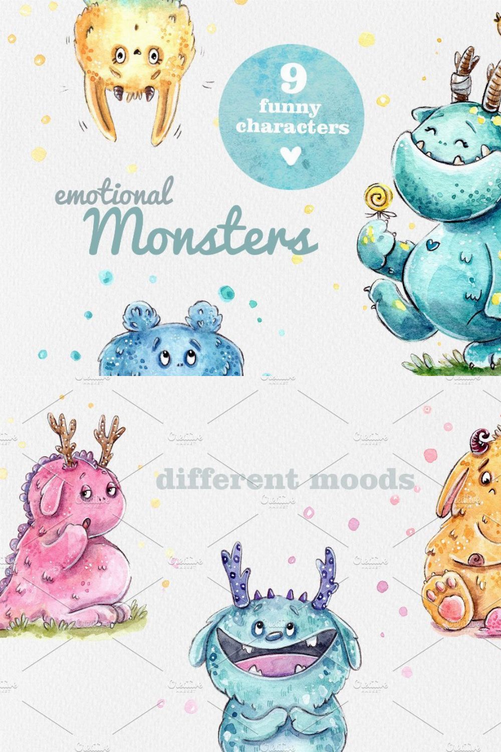 Emotional Monsters - 9 characters pinterest preview image.