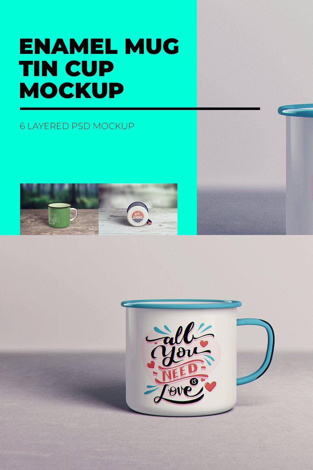 Enamel Mug / Tin Cup MockUp pinterest preview image.