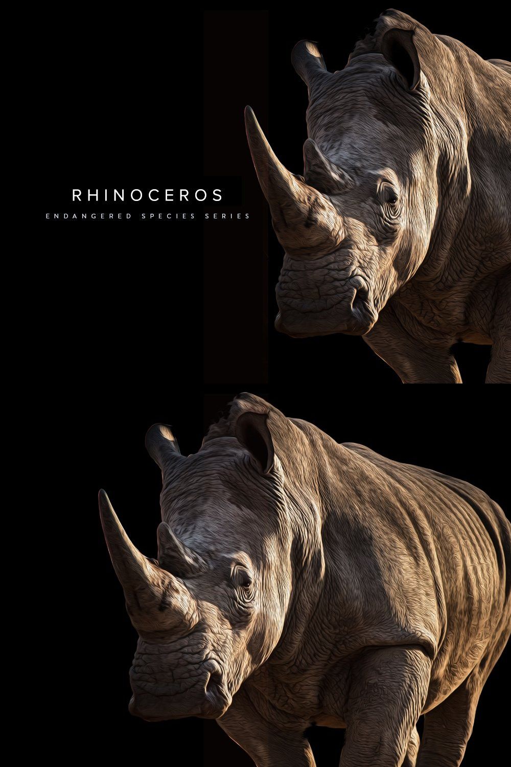 Endangered Rhinoceros Illustration pinterest preview image.