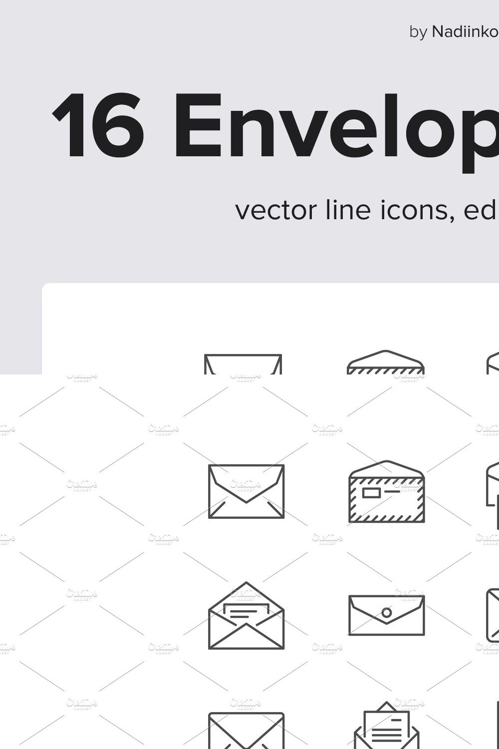 Envelopes Line Icons pinterest preview image.
