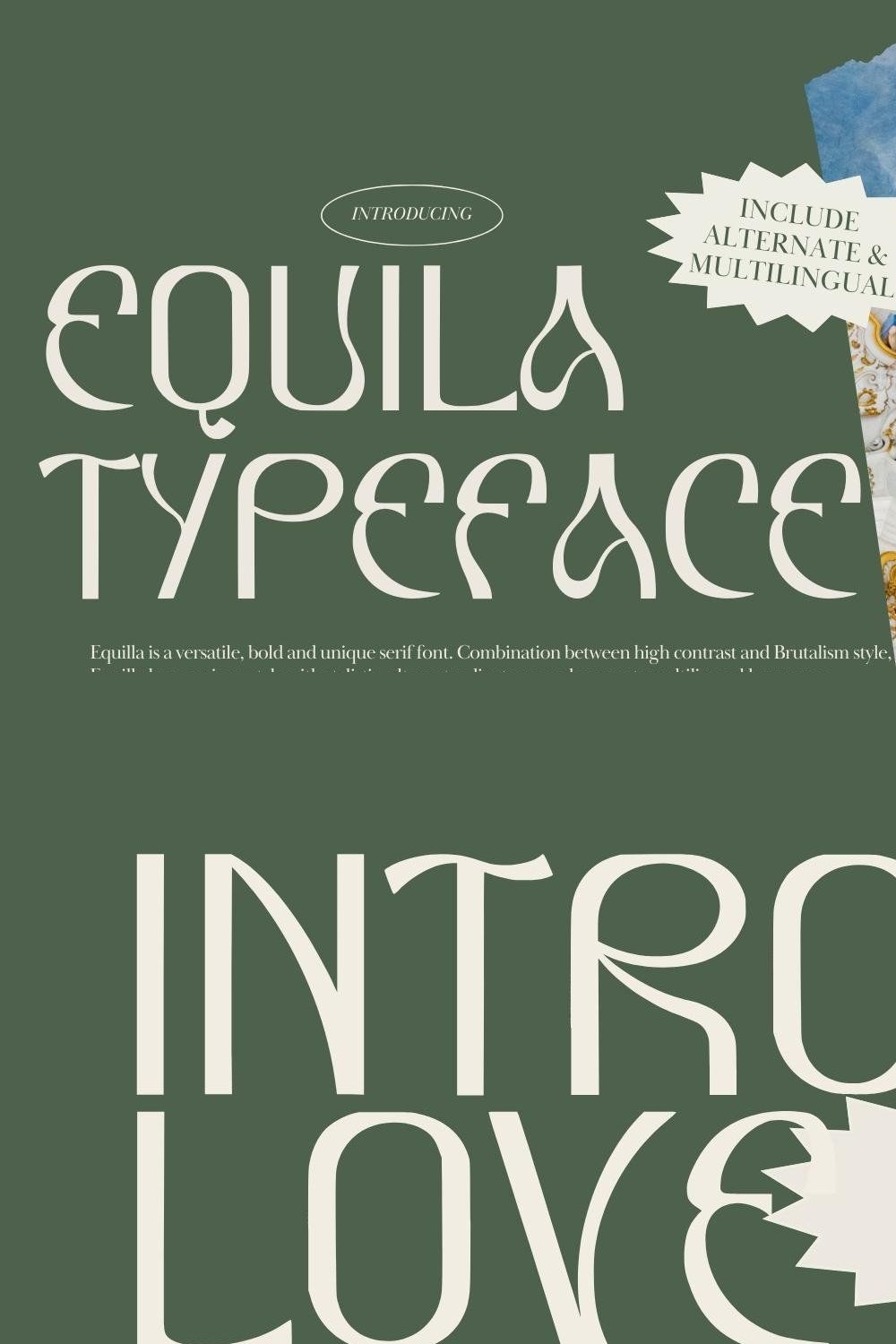 Equilla Typeface pinterest preview image.