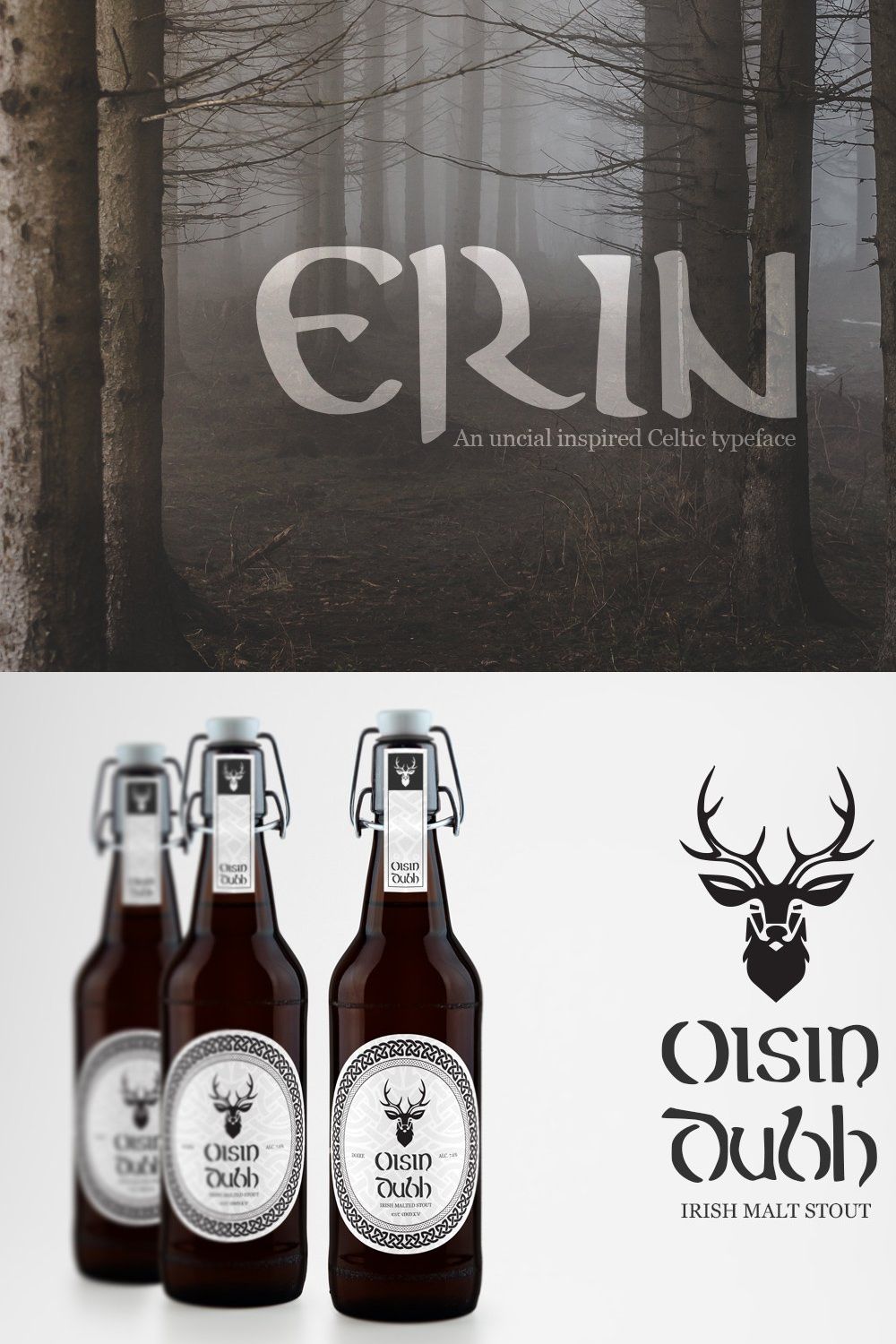Erin - A Mystical Celtic Typeface pinterest preview image.