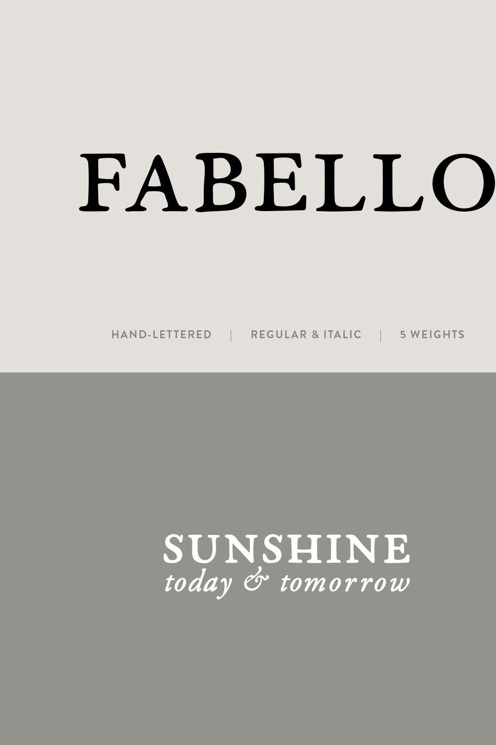 Fabello Family / hand lettered font pinterest preview image.