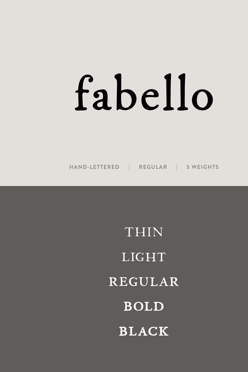 Fabello Regular / hand lettered font pinterest preview image.