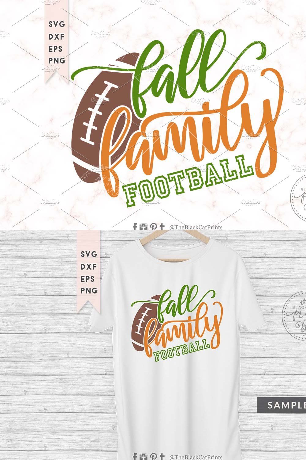 Fall Family Football SVG DXF EPS PNG pinterest preview image.