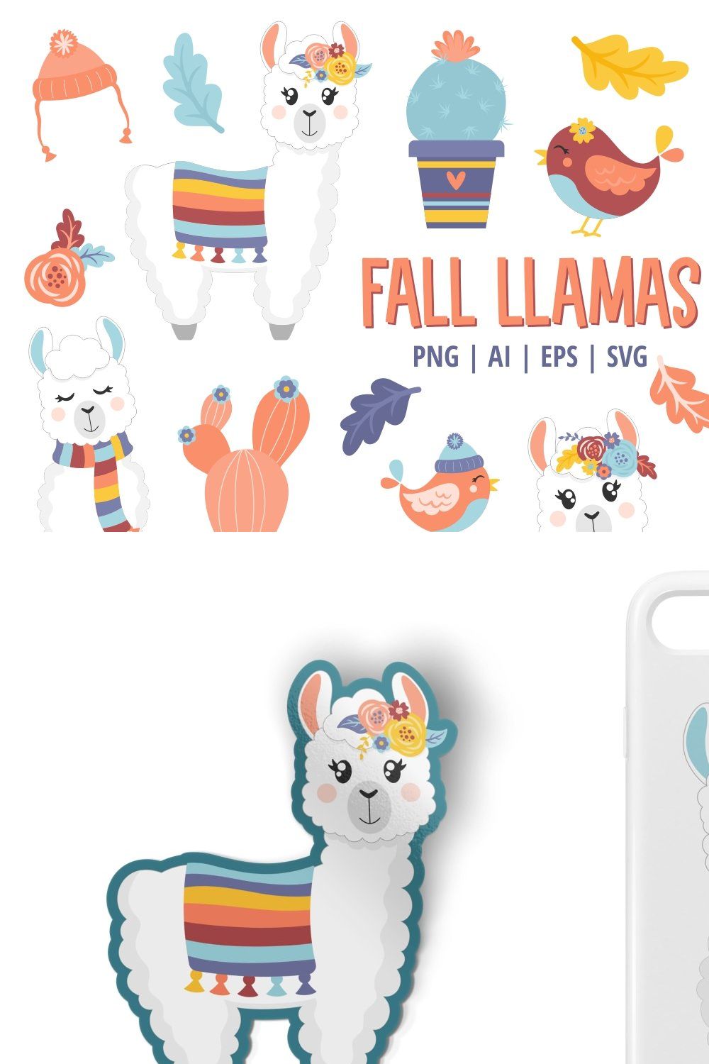 Fall Llama pinterest preview image.