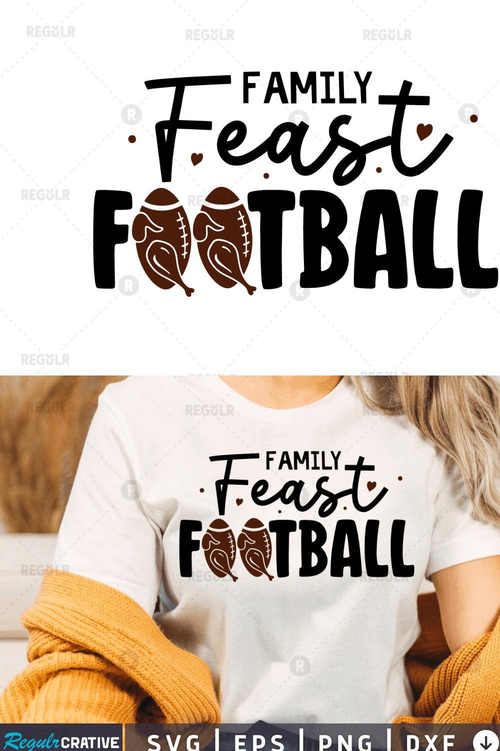 Family feast football SVG pinterest preview image.