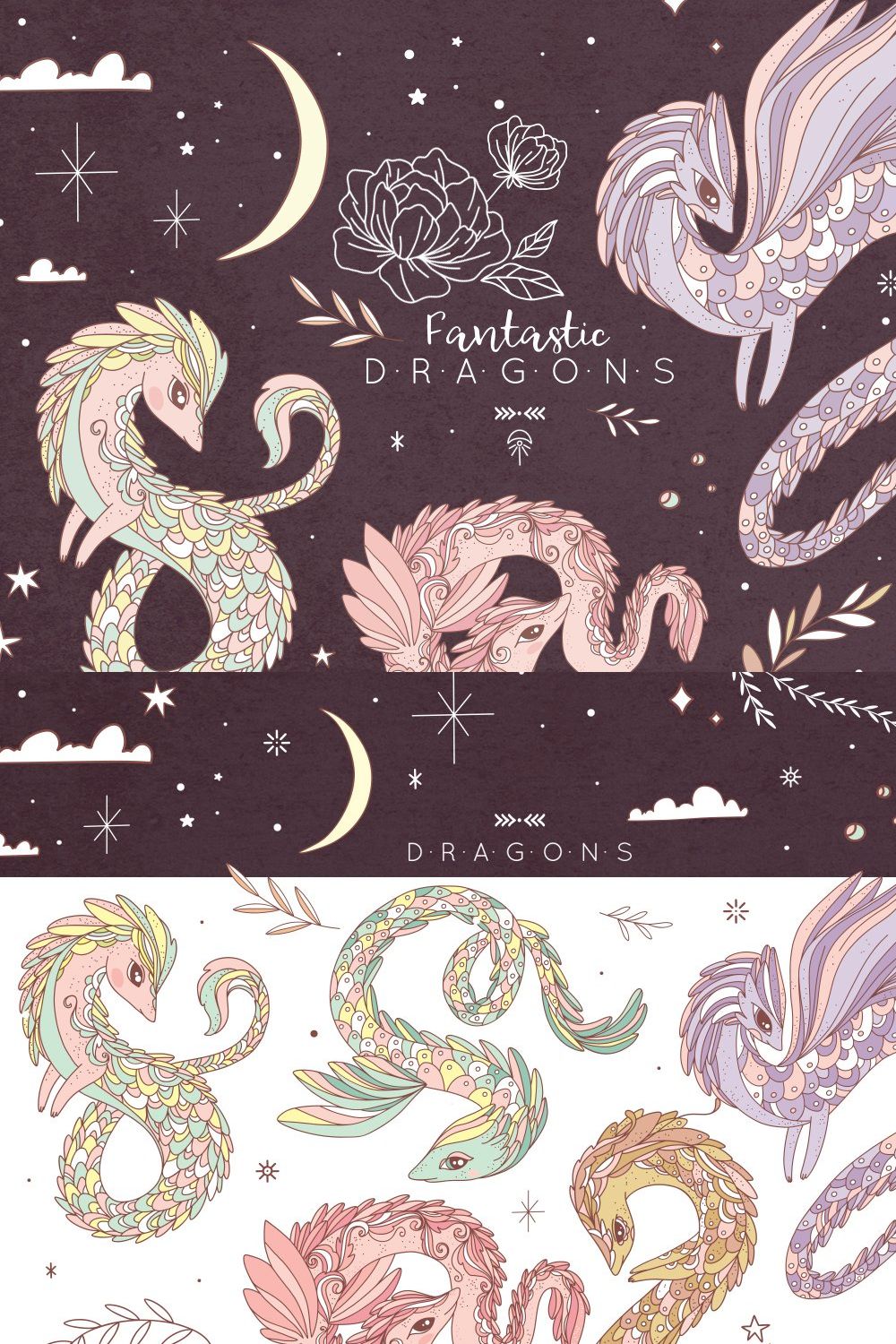 Fantastic Dragon illustration pinterest preview image.