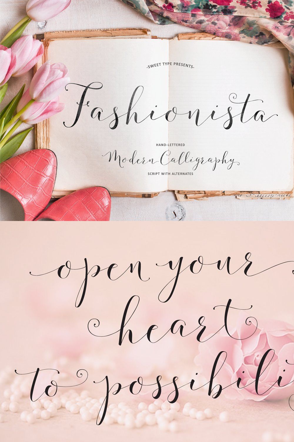 Fashionista Modern Calligraphy pinterest preview image.