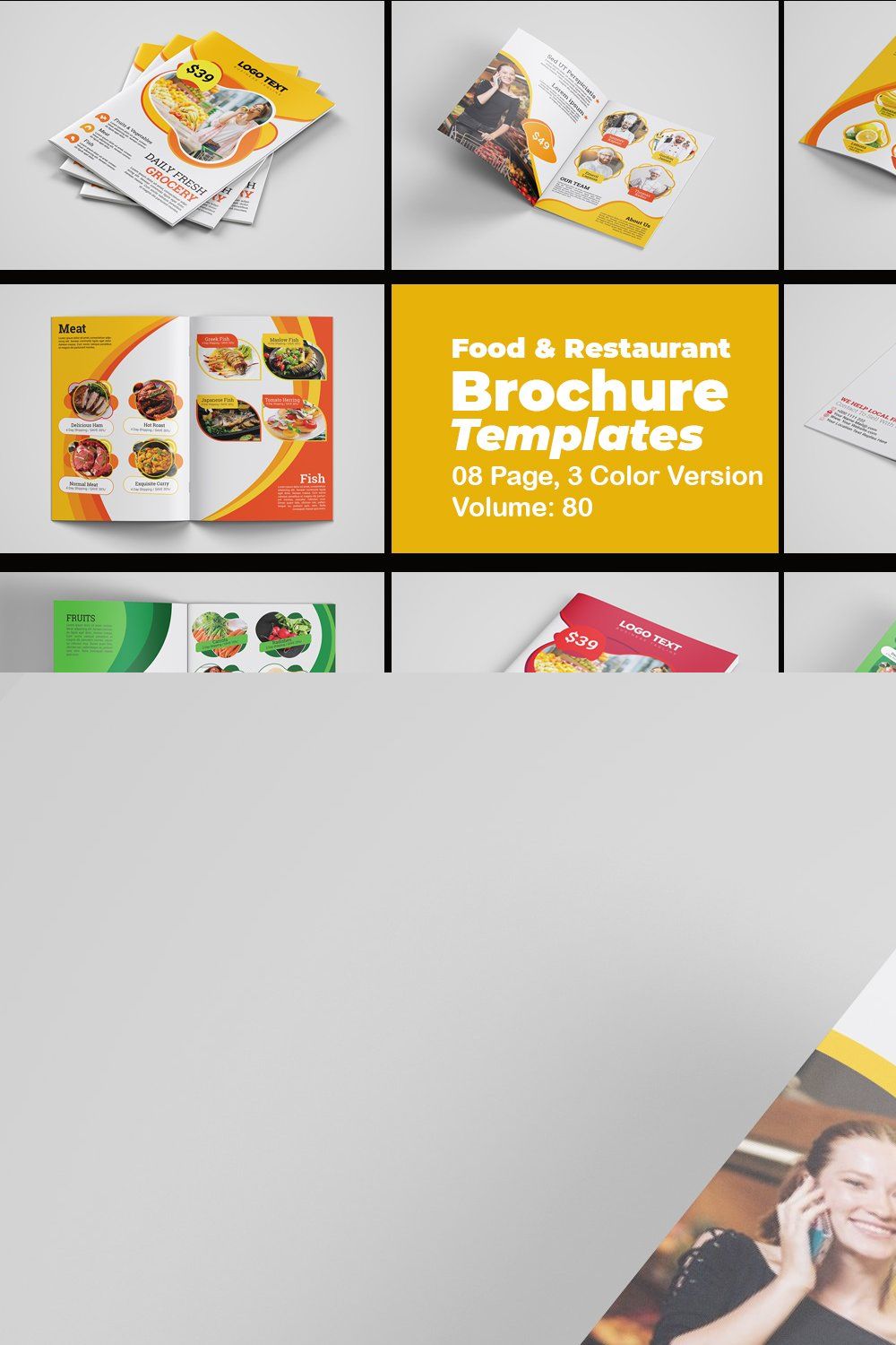Fast Food Brochure Template pinterest preview image.