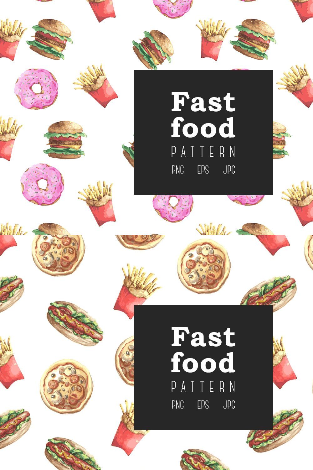 Fast Food Pattern pinterest preview image.