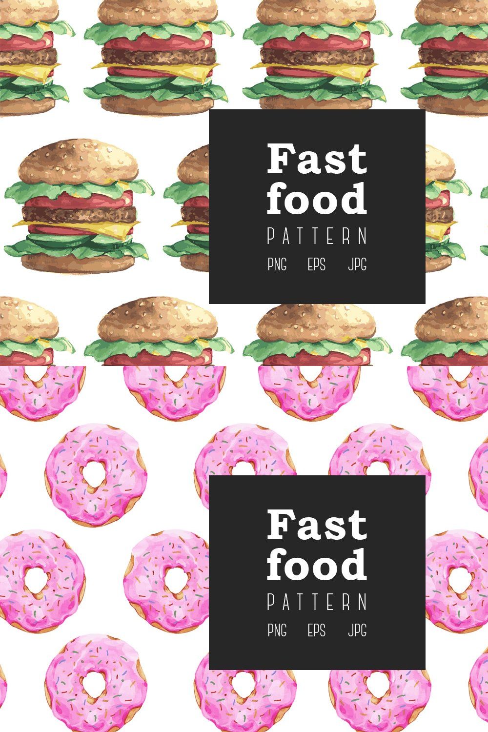 Fast Food Pattern pinterest preview image.