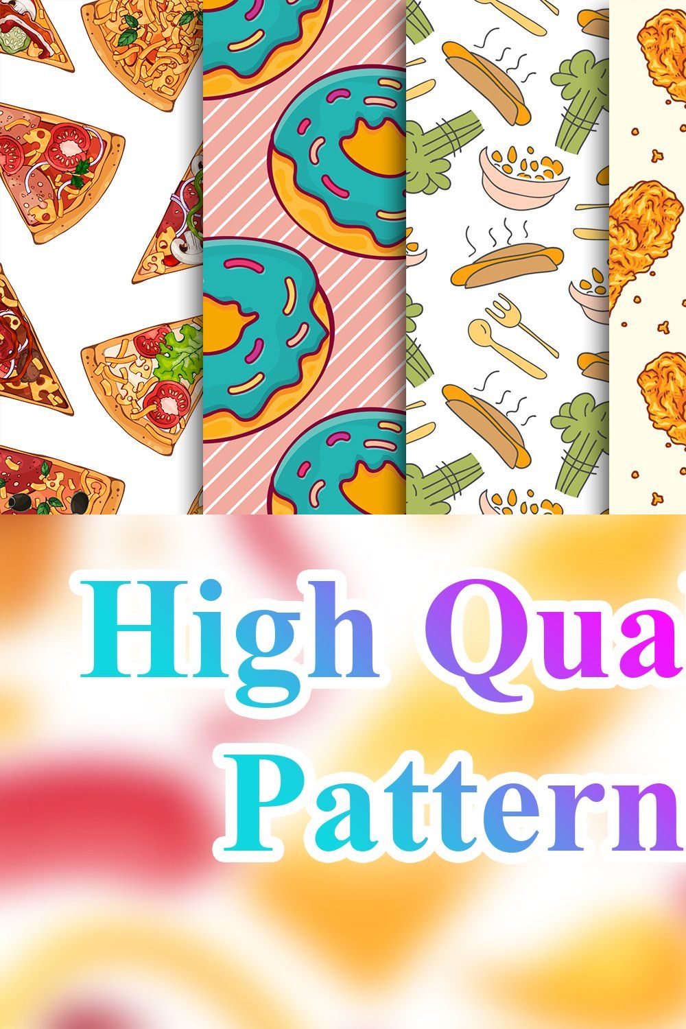 Fast Food Seamless Pattern pinterest preview image.
