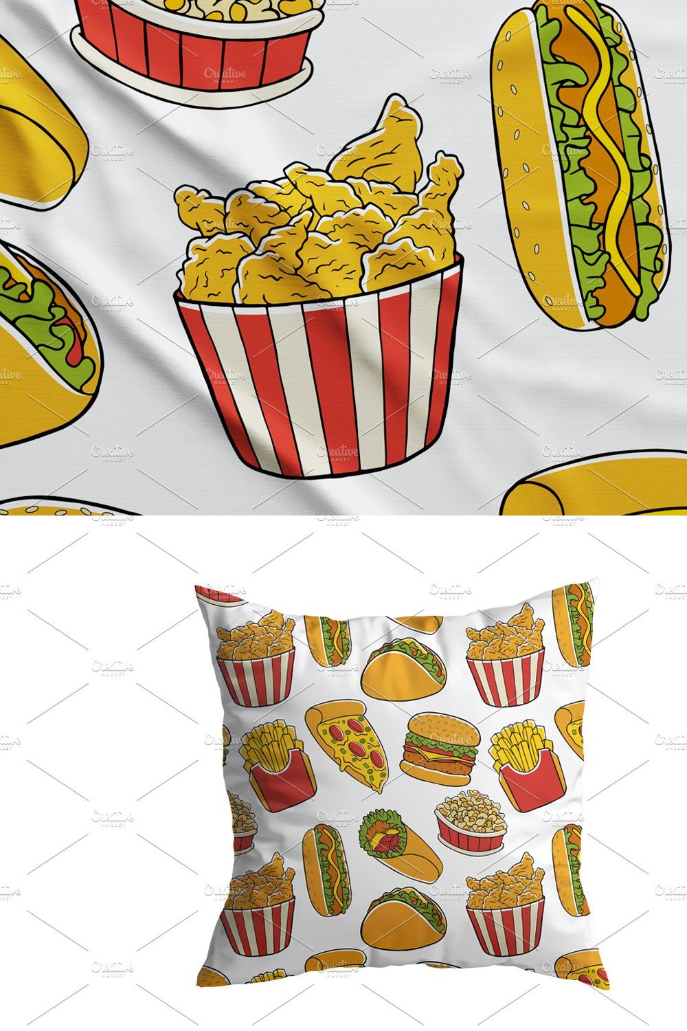 Fast Food Seamless Pattern Pack pinterest preview image.