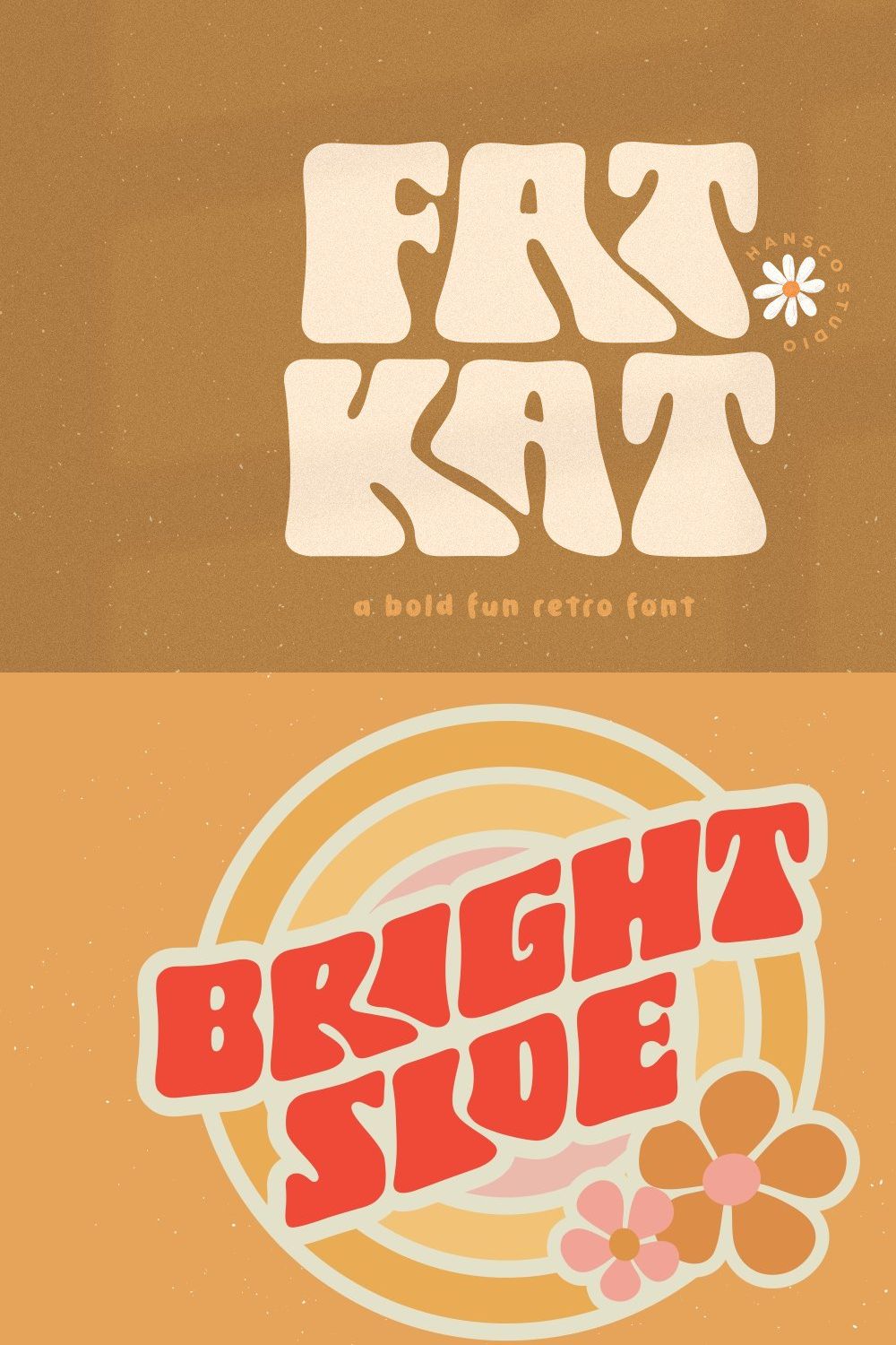 Fat Kat a Bold Retro Wavy font pinterest preview image.