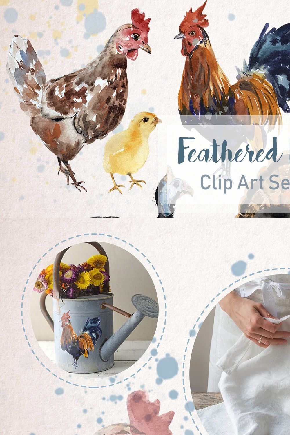 Feathered Friends Watercolor Clipart pinterest preview image.