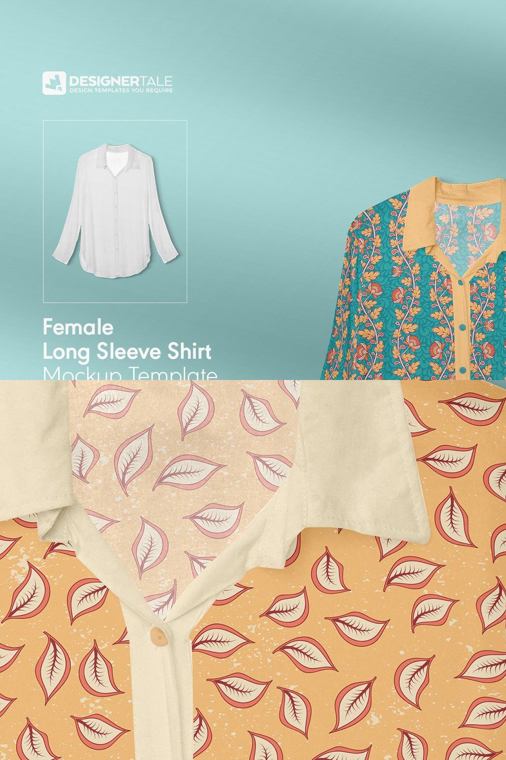 Female Full Sleeve Shirt Mockup pinterest preview image.