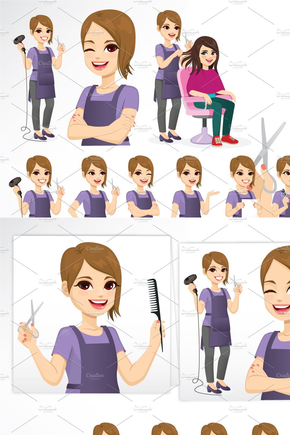 Female Hairdresser Character Design pinterest preview image.