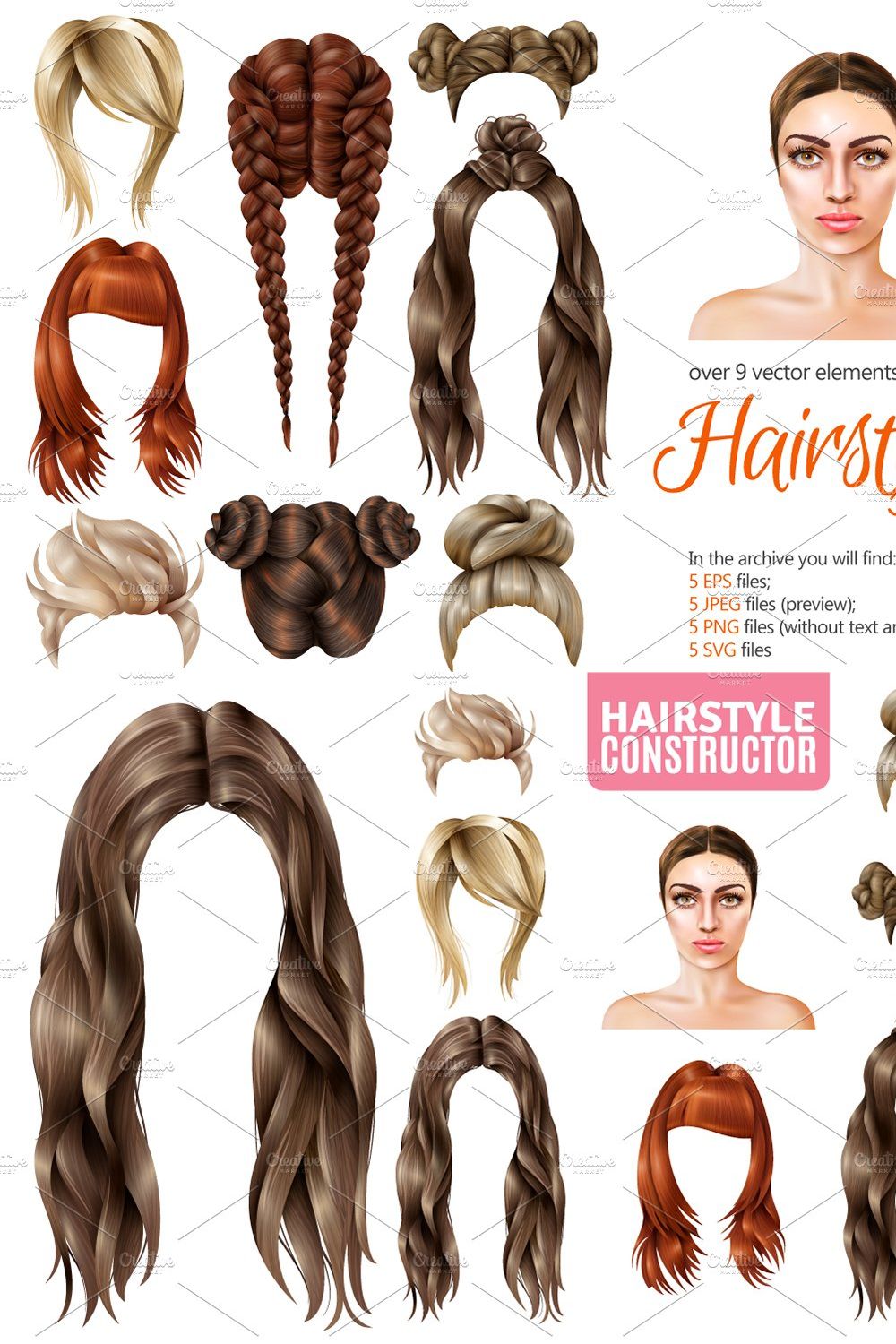Female Hairstyle Set pinterest preview image.